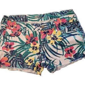 Old Navy Diva Cotton Denim Tropical Floral Cutoff Shorts Womens‎ Size 4